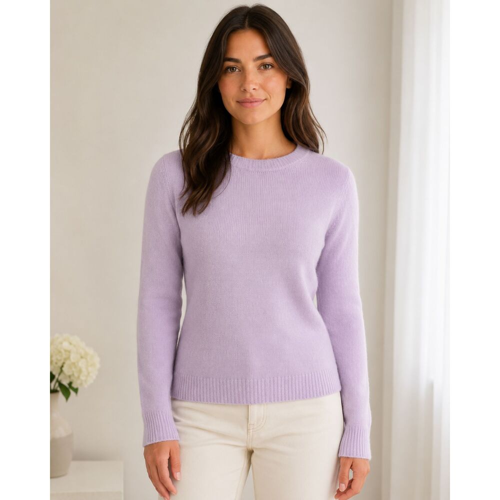 Blumelange Cashmere Lilac Lavender Crewneck Sweater Luxury Italian Knit